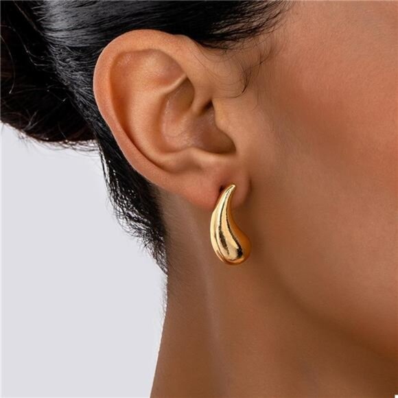 Curved Teardrop Stud Earrings - Picture 1 of 5
